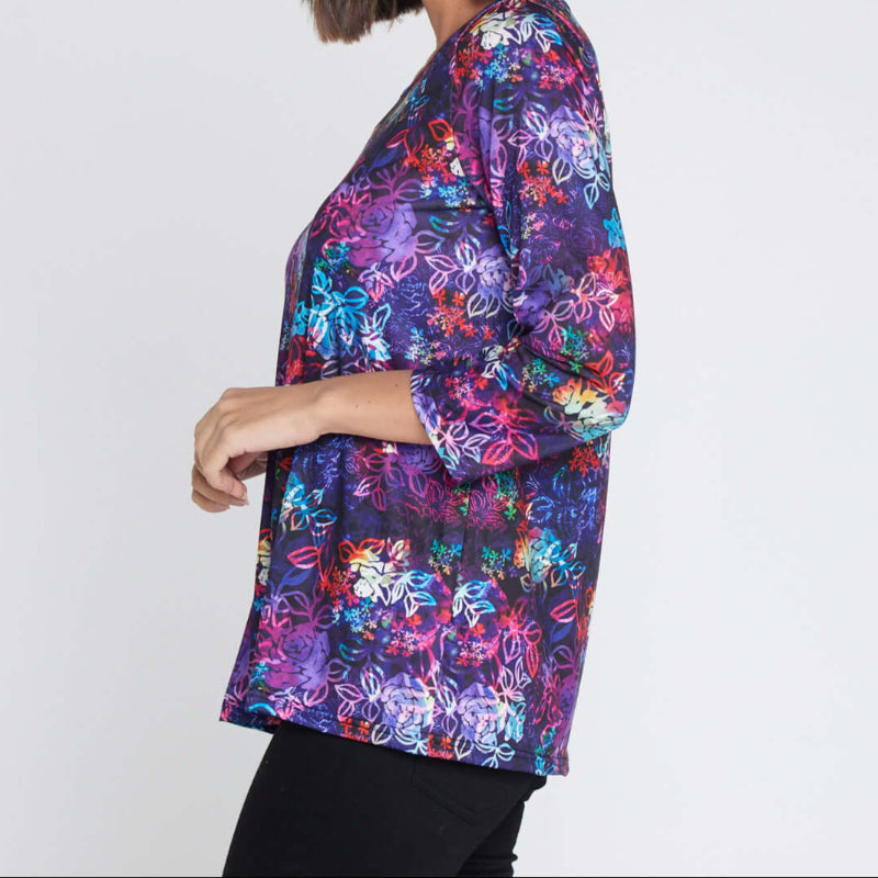 Camden Jersey Top - Rainbow Floral Etch, available at: https://www.daltik.com/