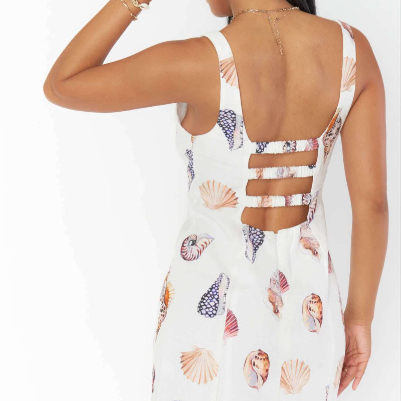 Steph Mini Dress ~ Shell Linen, available at: https://www.daltik.com/