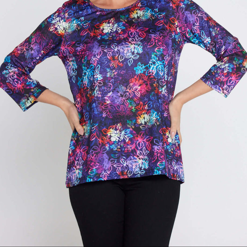 Camden Jersey Top - Rainbow Floral Etch, available at: https://www.daltik.com/
