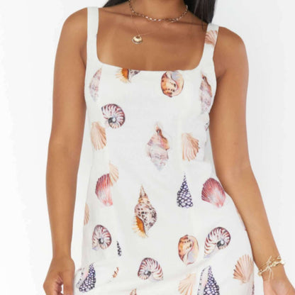 Steph Mini Dress ~ Shell Linen, available at: https://www.daltik.com/