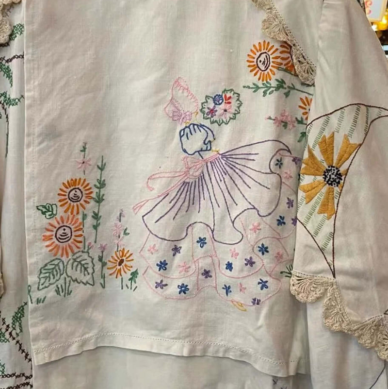Handmade White Embroidered Patchwork Cotton Blouse, available at: https://www.daltik.com/