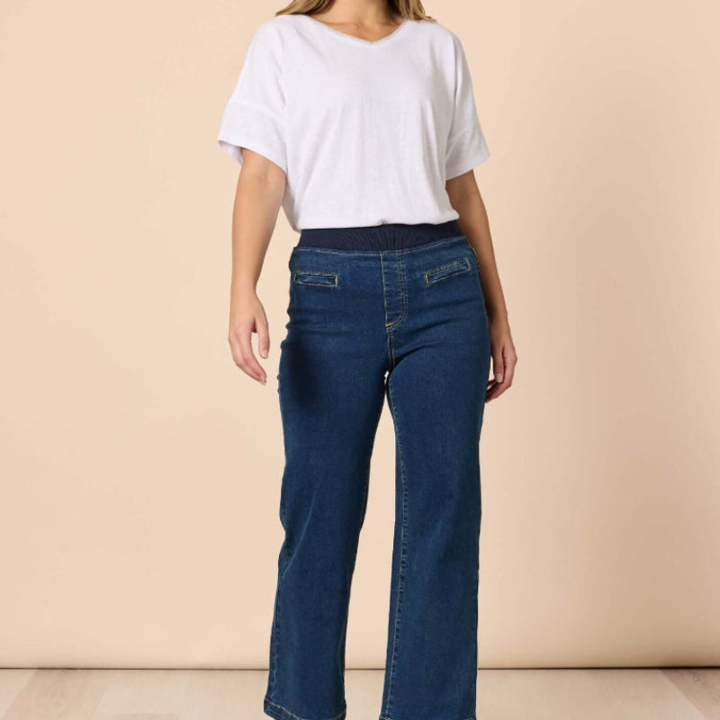 Maddy High Rise Wide Leg Jean | Dark Denim, available at: https://www.daltik.com/