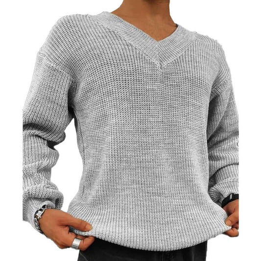 Men-s-Vintage-Solid-Color-V-Neck-Long-Sleeve-Knitted-Sweater-1-https://daltik.com/