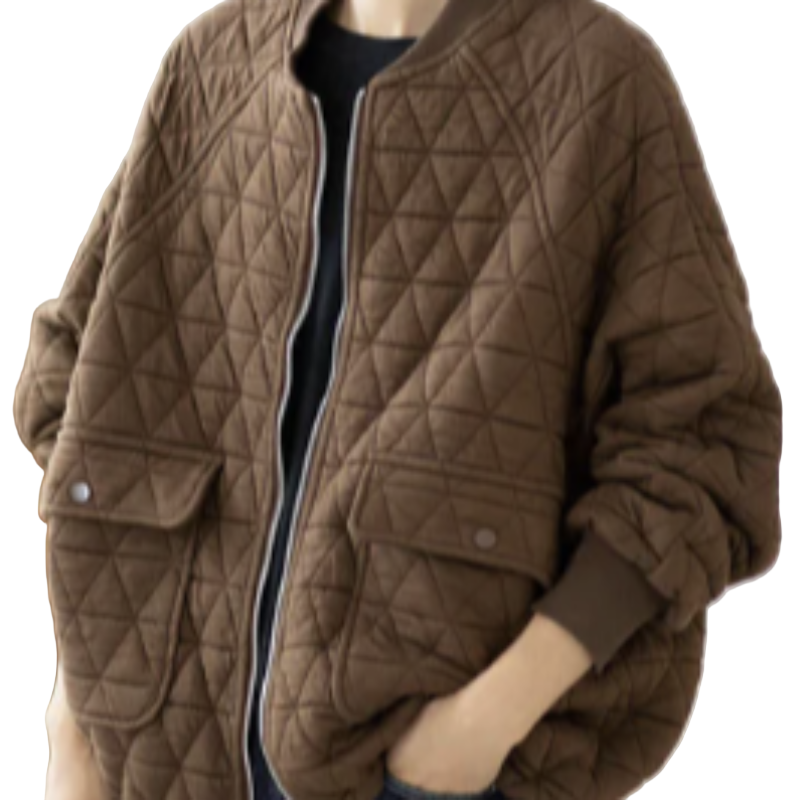 Yellow O-Neck - Zippered Plaid Thick Coats Long Sleeve, available at: https://www.daltik.com/